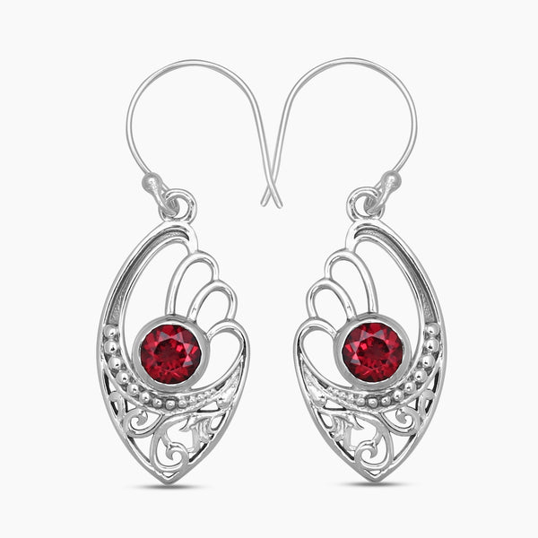 925 Sterling Silver Garnet Earrings