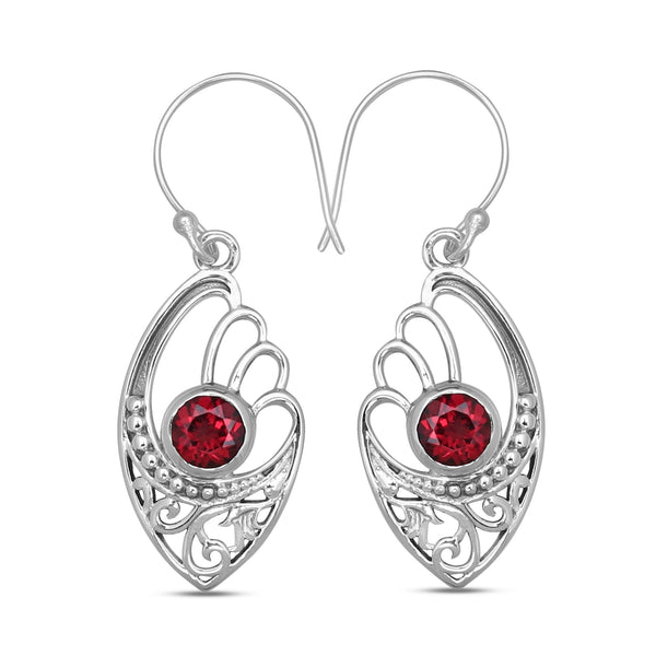 925 Sterling Silver Garnet Earrings