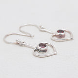 Heart Shape Garnet Silver Earrings