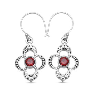925 Sterling Silver Garnet Earrings