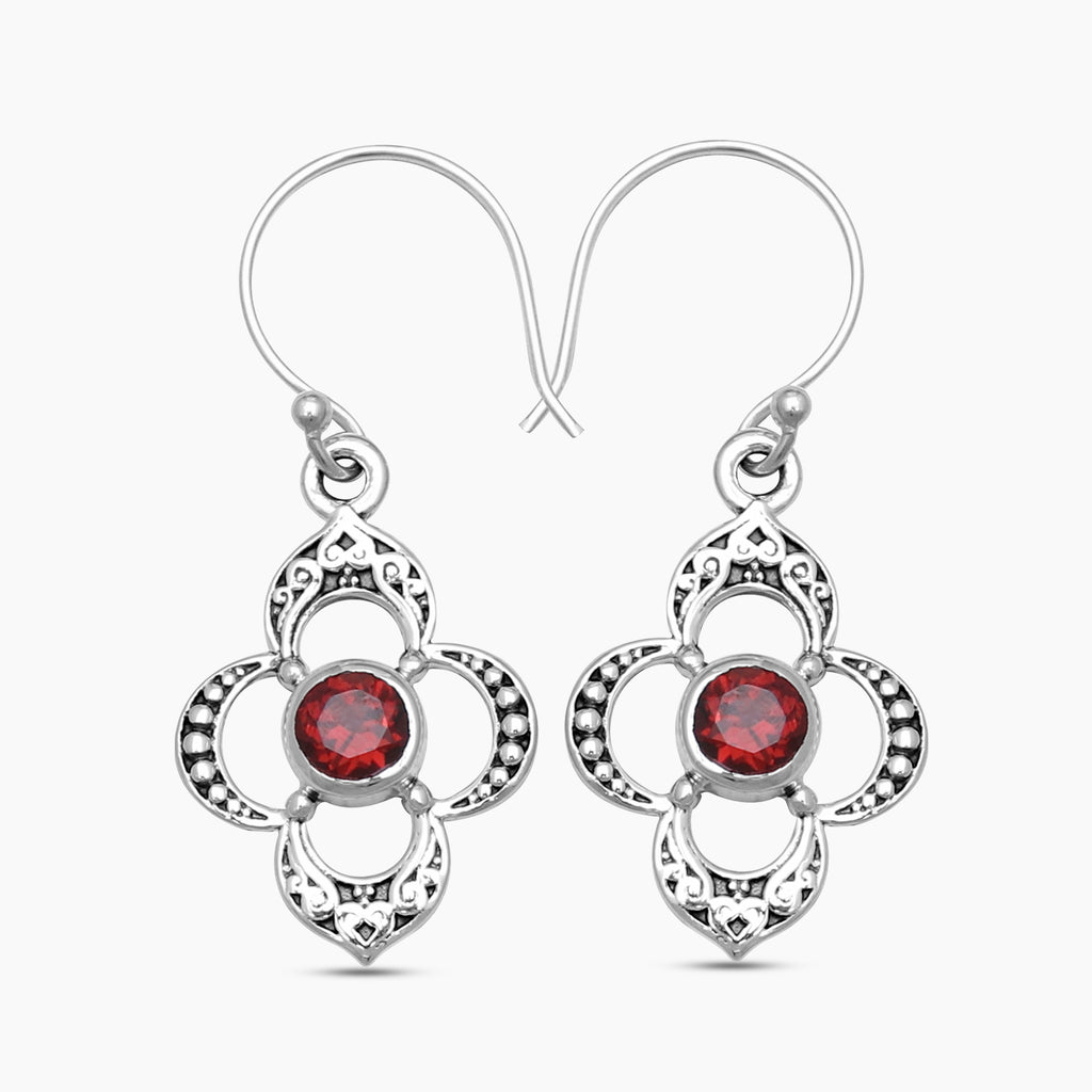 925 Sterling Silver Garnet Earrings