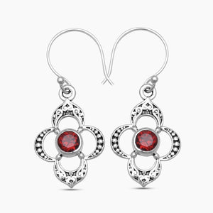 925 Sterling Silver Garnet Earrings