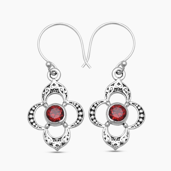 925 Sterling Silver Garnet Earrings