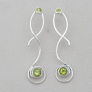 Green Peridot Silver Designer Earrings