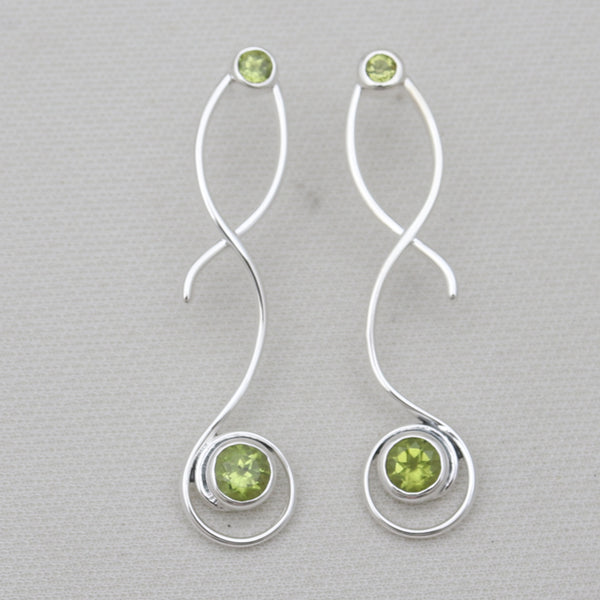 Green Peridot Silver Designer Earrings