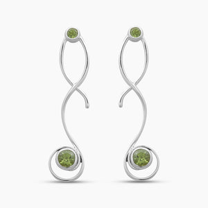 Green Peridot Silver Designer Earrings