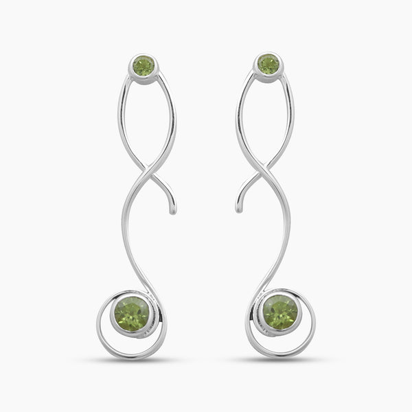 Green Peridot Silver Designer Earrings