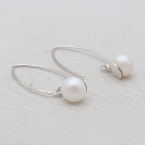 925 Sterling Silver Pearl Hoop Earrings