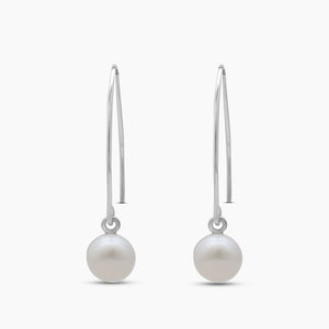 925 Sterling Silver Pearl Hoop Earrings