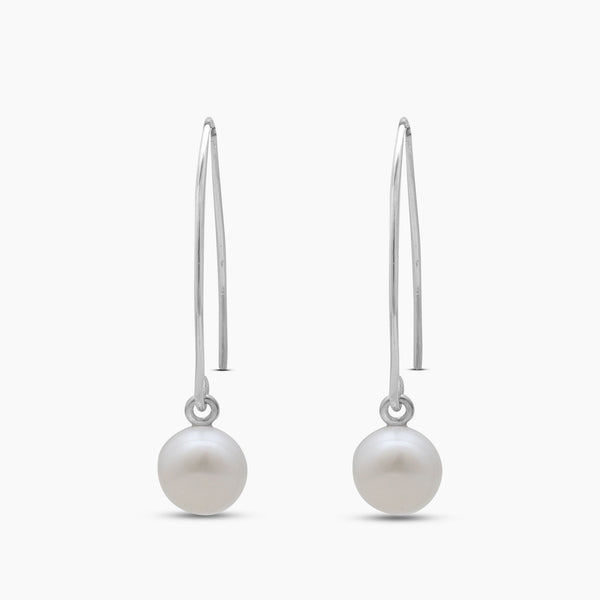 925 Sterling Silver Pearl Hoop Earrings
