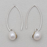 925 Sterling Silver Pearl Hoop Earrings