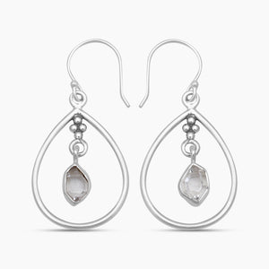 925 Silver Herkimer Quartz Earrings