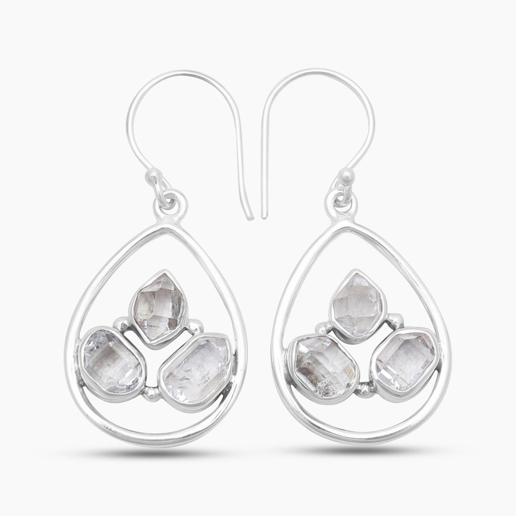 925 Silver Herkimer Quartz Earrings