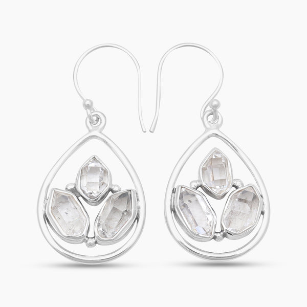 925 Silver Herkimer Quartz Earrings