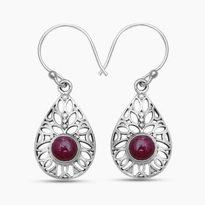 925 Sterling Silver Ruby Earrings
