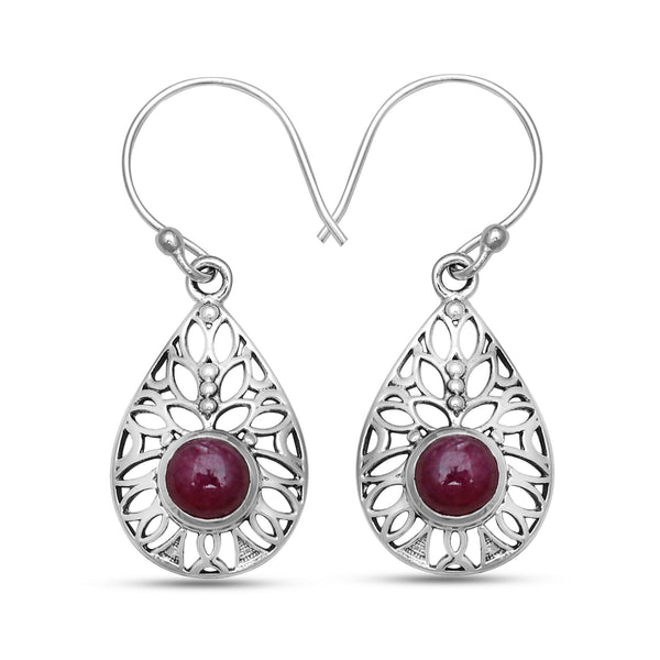 925 Sterling Silver Ruby Earrings