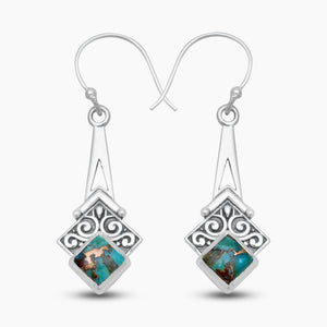 925 Silver Blue Copper Turquoise Earrings