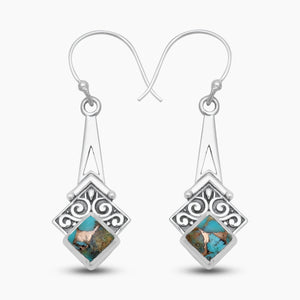 925 Silver Blue Copper Turquoise Earrings