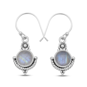 925 Silver Rainbow Moonstone Earrings