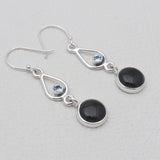 Black Onyx & Topaz Silver Drop Earrings