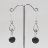 Black Onyx & Topaz Silver Drop Earrings
