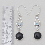 Black Onyx & Topaz Silver Drop Earrings