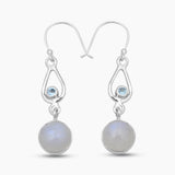Black Onyx & Topaz Silver Drop Earrings