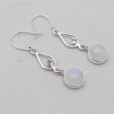 Black Onyx & Topaz Silver Drop Earrings