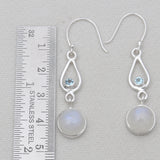 Black Onyx & Topaz Silver Drop Earrings