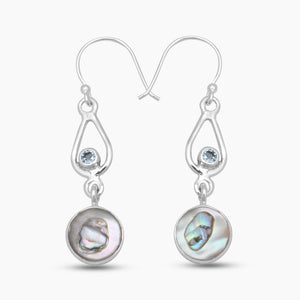 Abalone Shell Silver Drop Earrings