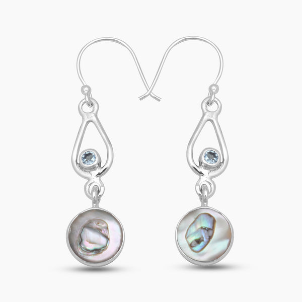 Abalone Shell Silver Drop Earrings