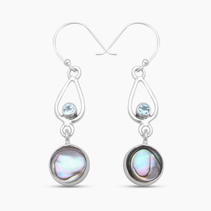 Abalone Shell Silver Drop Earrings