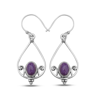 925 Silver Charoite Earrings