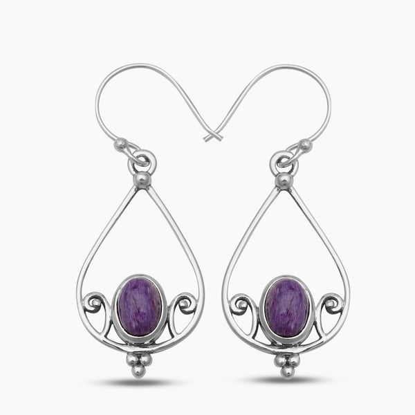 925 Silver Charoite Earrings