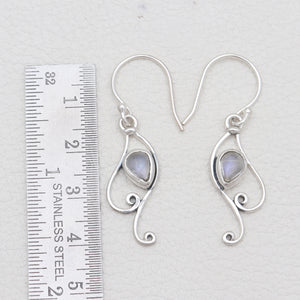 Rainbow Moonstone Silver Earrings