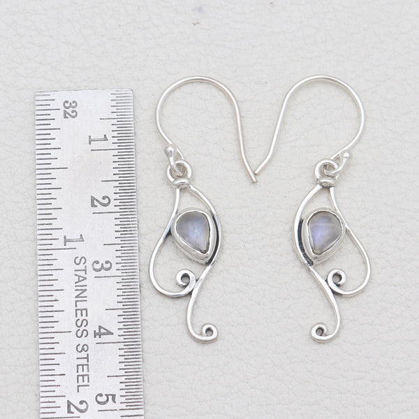 Rainbow Moonstone Silver Earrings