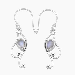 Rainbow Moonstone Silver Earrings