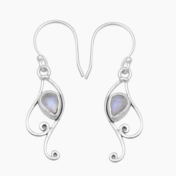 Rainbow Moonstone Silver Earrings