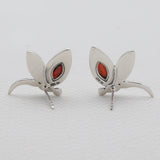 925 Sterling Silver Butterfly Garnet Earrings