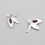 925 Sterling Silver Butterfly Garnet Earrings