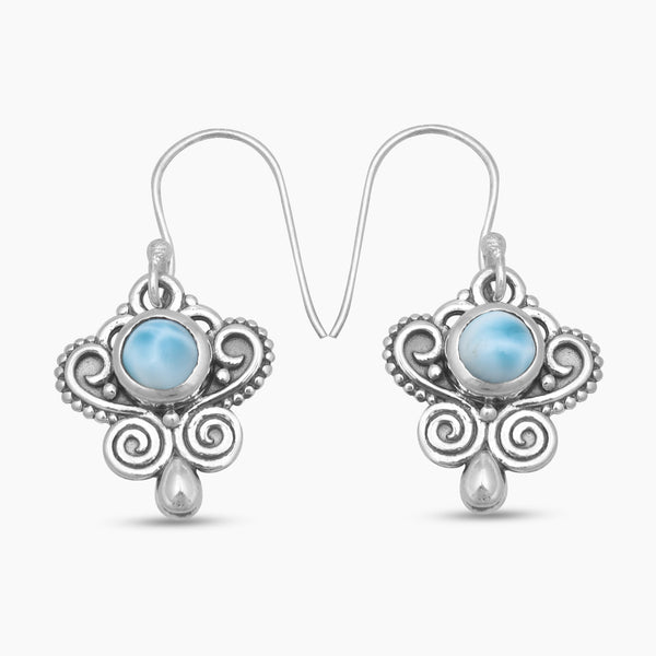 Natural Larimar Silver Earrings