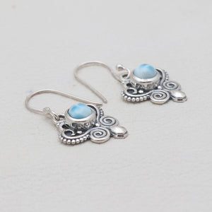 Natural Larimar Silver Earrings