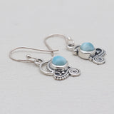 Natural Larimar Silver Earrings