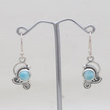 Natural Larimar Silver Earrings