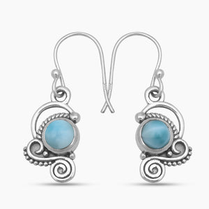 Natural Larimar Silver Earrings