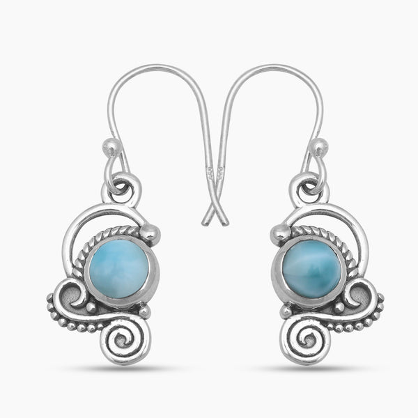 Natural Larimar Silver Earrings