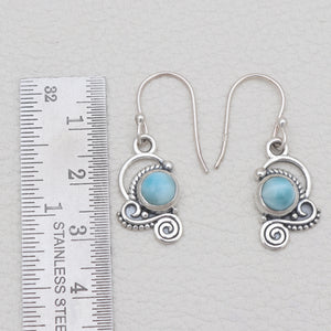 Natural Larimar Silver Earrings