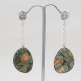 Rainforest Jasper Silver Dangle Earrings