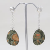 Rainforest Jasper Silver Dangle Earrings