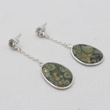 Rainforest Jasper Silver Dangle Earrings